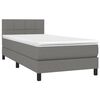 vidaXL Cama box spring c/ colch&atilde;o e LED 90x190 cm tecido cinza-escuro