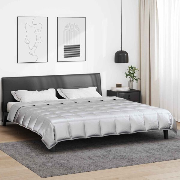 vidaXL Duvet de Ano Inteiro Prateado 220 x 260 cm Cetim e Microfibra