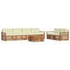 vidaXL Conjunto de Sof&aacute;s para Exterior 7 unid. Natural e Creme