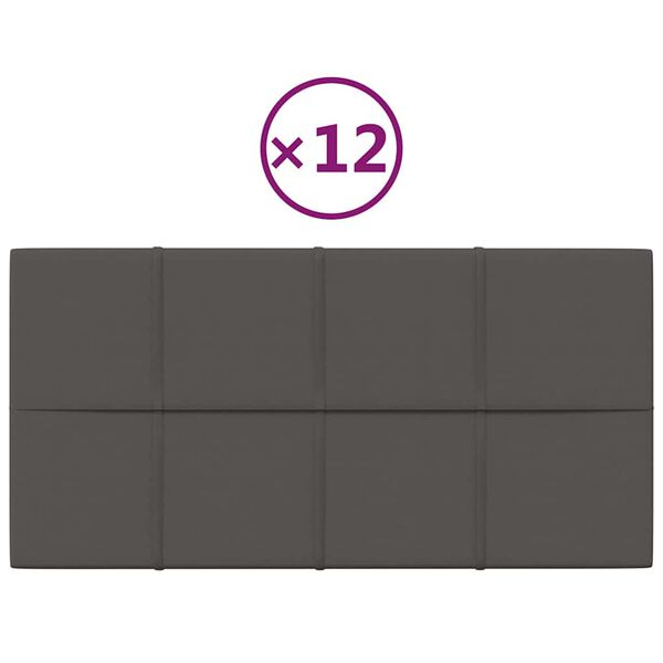 vidaXL Painel de parede 12 pcs 60x30 cmtecido 2,16 m&sup2; cor cinza-escuro