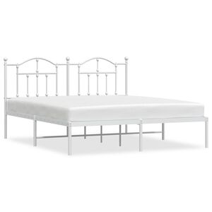 vidaXL Estrutura de cama com cabeceira 180x200 cm metal branco