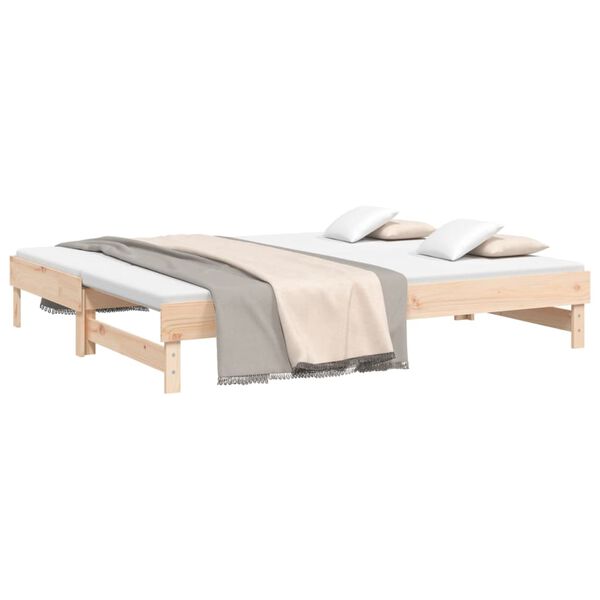 vidaXL Sof&aacute;-cama de puxar 2x(90x200) cm madeira de pinho maci&ccedil;a