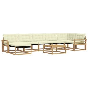 vidaXL Conjunto de Sof&aacute;s para Exterior 8 unid. Branco e Creme