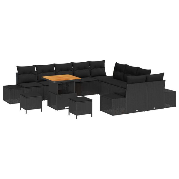 vidaXL Conjunto de Sof&aacute; de Jardim 13 pcs Preto Rattan Sint&eacute;tico