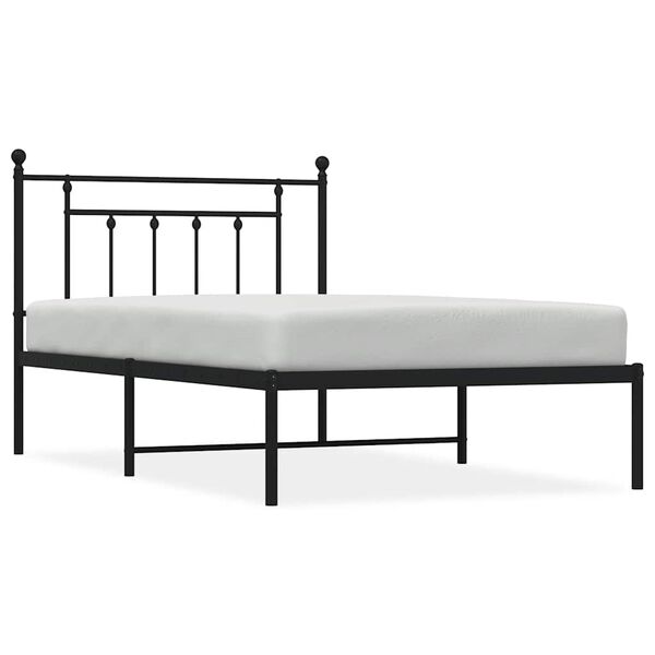 vidaXL Estrutura de cama com cabeceira 100x200 cm metal preto