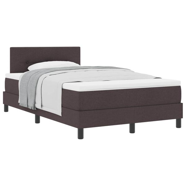 vidaXL Cama Box com colch&atilde;o Marrom Escuro 120 x 190 cm tecido