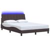 vidaXL Estrutura de cama sem colch&atilde;o Hanko 140x190 cm tecido castanho-escuro