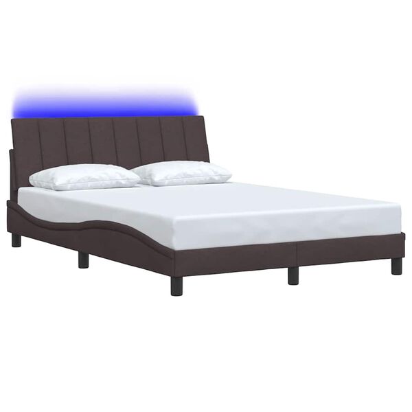 vidaXL Estrutura de cama sem colch&atilde;o Hanko 140x190 cm tecido castanho-escuro