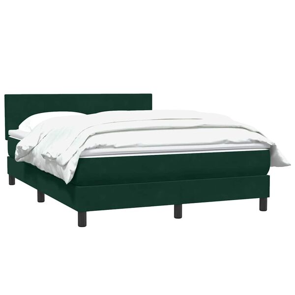 vidaXL Cama box spring com colch&atilde;o 160x210 cm veludo verde escuro