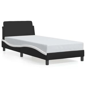 vidaXL Estrutura de cama Dover couro artificial preto e branco