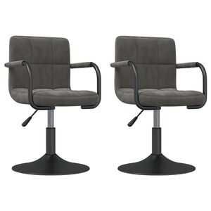 vidaXL Cadeiras de jantar girat&oacute;rias 2 pcs veludo cinzento-escuro