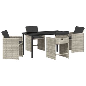 vidaXL Conjunto de Jantar para Jardim 5 pcs Cinzento-claro vime PE