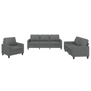 vidaXL 3 pcs conjunto de sof&aacute;s com almofad&otilde;es tecido cinzento-escuro