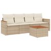 vidaXL 5 pcs conjunto de sof&aacute;s p/ jardim com almofad&otilde;es vime PE bege