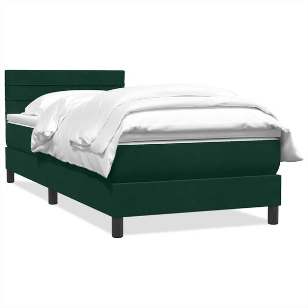 vidaXL Cama com molas/colch&atilde;o 100x220 cm veludo verde-escuro