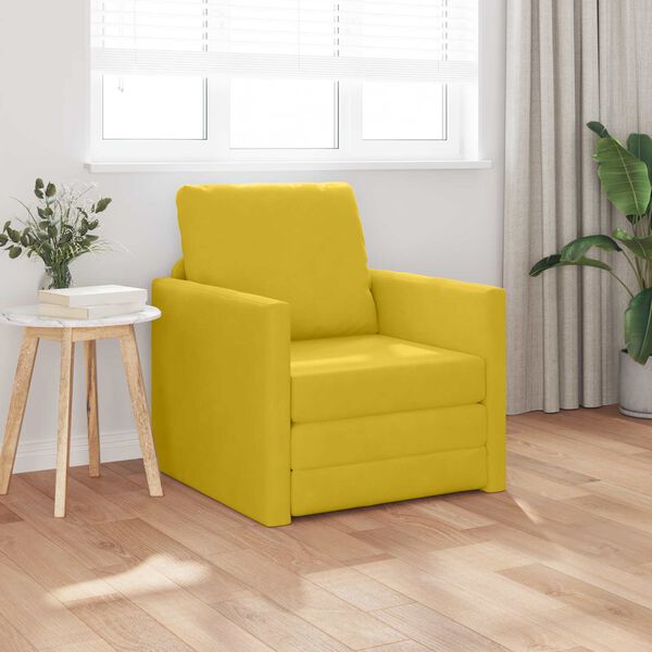 vidaXL Sof&aacute;-Cama 60cm Amarelo Escuro Veludo