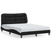 vidaXL Estrutura de cama sem colch&atilde;o Hvar couro artif. 140x190cm preto/branco