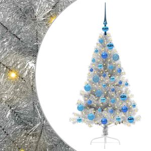 vidaXL &Aacute;rvore de Natal Artificial Pr&eacute;-iluminada Prateado 120 cm PET