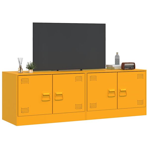 vidaXL M&oacute;veis de TV 2 pcs 67x39x44 cm a&ccedil;o amarelo mostarda