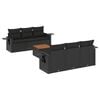 vidaXL 7 pcs conjunto de sof&aacute;s p/ jardim c/ almofad&otilde;es vime PE preto