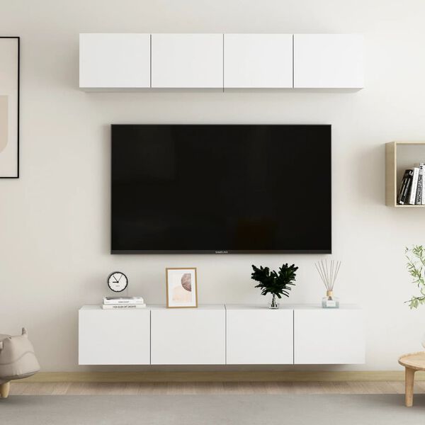 vidaXL Móveis de TV 4 pcs 80x30x30 cm contraplacado branco