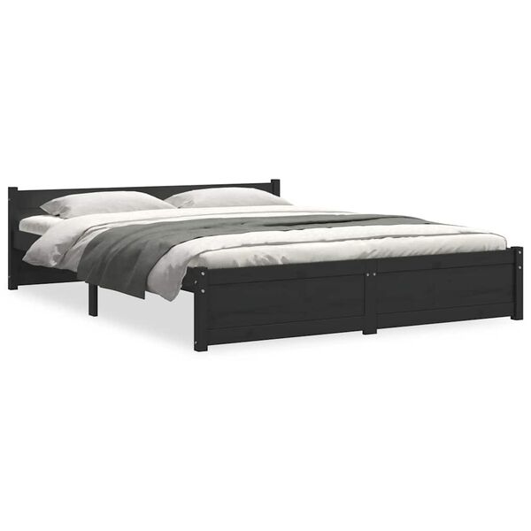 vidaXL Estrutura de cama king 150x200 cm madeira maci&ccedil;a preto
