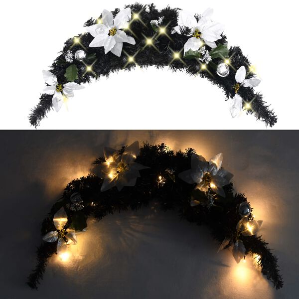 vidaXL Grinalda de Natal com luzes LED 90 cm PVC preto