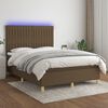 vidaXL Cama box spring c/ colch&atilde;o/LED 140x200cm tecido castanho-escuro