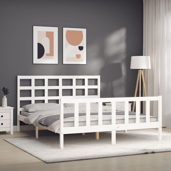 vidaXL Cama sem colchão 160x200 cm madeira de pinho maciça branco