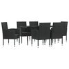 vidaXL 7 pcs conjunto de jantar para jardim vime PE e a&ccedil;o preto