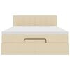 vidaXL Cama Otomana com Colch&atilde;o & LEDs Creme 140x190cm Tecido