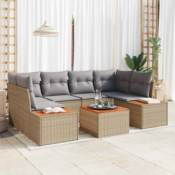 vidaXL Conjunto de Sof&aacute; de Jardim 6 pcs Bege Rattan Sint&eacute;tico