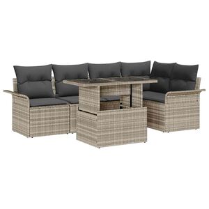 vidaXL Conjunto de Sof&aacute; de Jardim com almofada 6 pcs Cinzento-claro