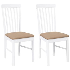 vidaXL Cadeiras de jantar com almofad&otilde;es 2 pcs madeira maci&ccedil;a branco