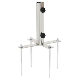 vidaXL Base de guarda-sol c/ estacas p/ poste &Oslash;32/38 mm a&ccedil;o prateado