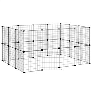 vidaXL Gaiola p/ animais de 28 pain&eacute;is c/ porta 35x35 cm a&ccedil;o preto