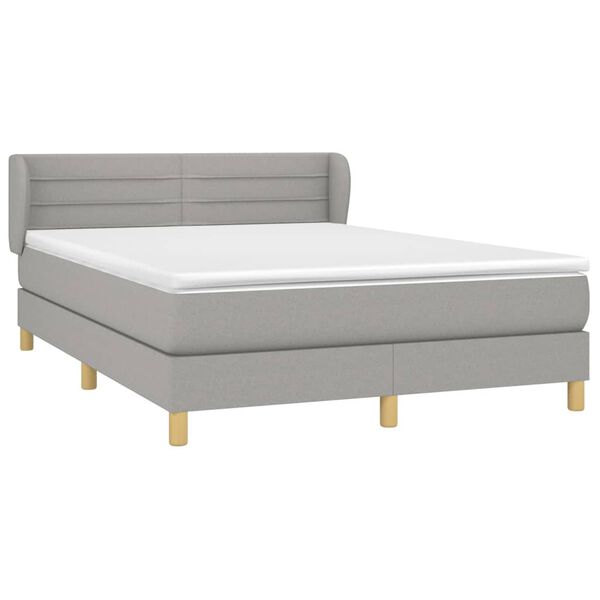 vidaXL Cama com molas/colch&atilde;o 140x190 cm tecido cinzento-claro