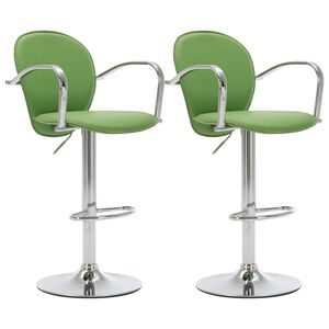vidaXL Bancos de bar com apoios de bra&ccedil;os 2 pcs couro artificial verde