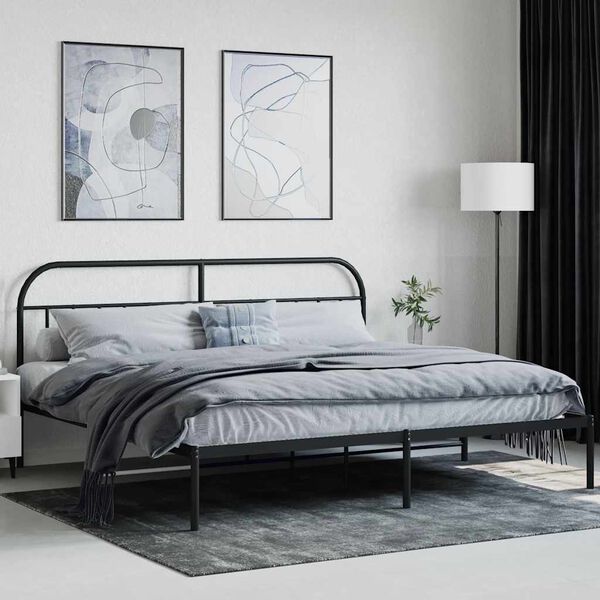 vidaXL Estrutura de cama com cabeceira 200x200 cm metal preto