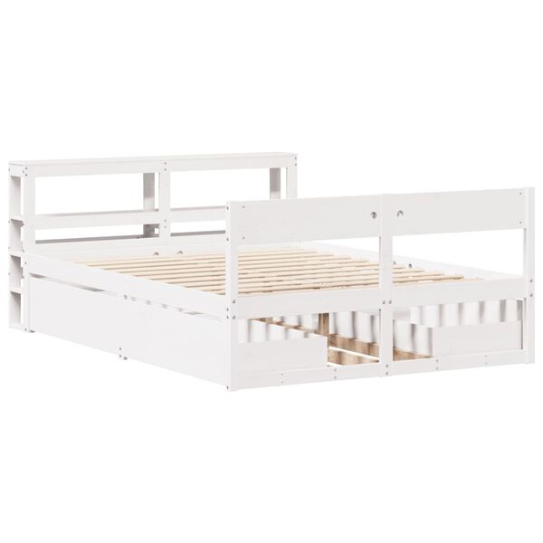 vidaXL Cama sem colchão 160x200 cm madeira de pinho maciça branco