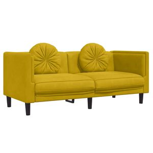 vidaXL Sof&aacute; com almofad&otilde;es 2 lugares veludo amarelo