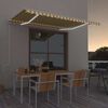 vidaXL Toldo autom. LED e sensor de vento 450x300 cm amarelo/branco