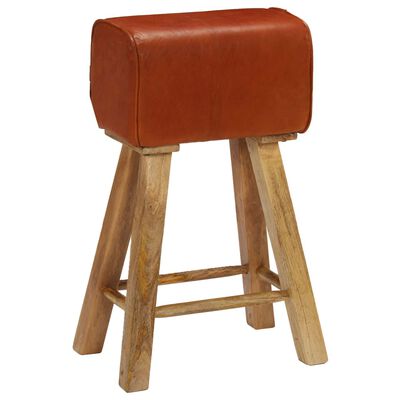 vidaXL Cadeiras bar 2 pcs mangueira maciça + couro genuíno