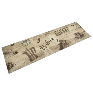 vidaXL Tapete de cozinha lav&aacute;vel 45x150 cm veludo padr&atilde;o caf&eacute; castanho