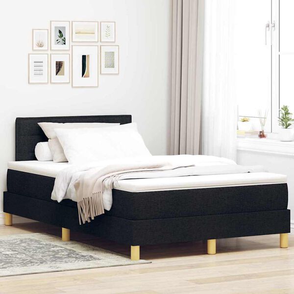 vidaXL Cama Box com colch&atilde;o com cabeceira Preto 120 x 190 cm tecido