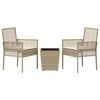 vidaXL Conjunto Bistro de Jardim 3 pcs Bege Rattan Sintético