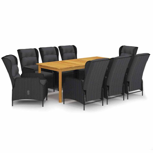 vidaXL 9 pcs conjunto de jantar para jardim cinzento-escuro
