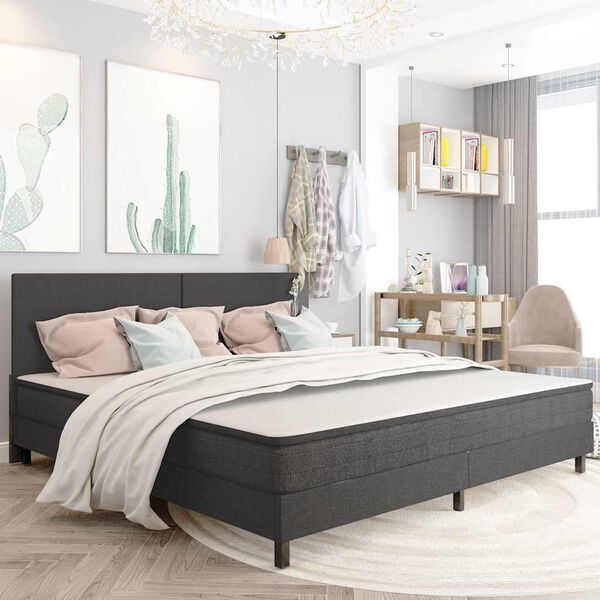 vidaXL Cama boxspring 200x200 cm tecido cinzento