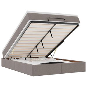vidaXL Estrutura de cama otomana com colch&atilde;o tecido cinzento 140x200cm