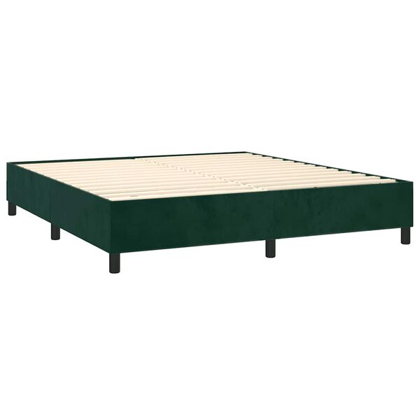 vidaXL Cama com molas/colch&atilde;o 160x200 cm veludo verde-escuro